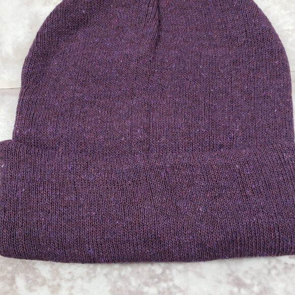 Adult Basic Beanie Cap Cuffed Eggplant Hat OS Solid Color Tight Knit Toboggan - Picture 4 of 7